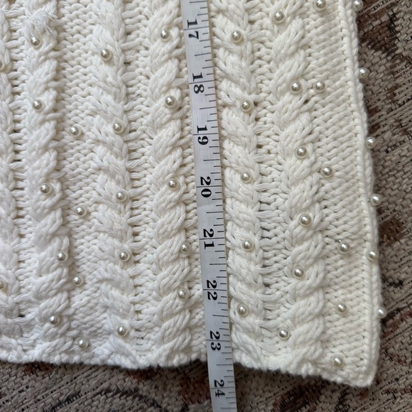 Zara Women Small White Pearl Embellished Knit Tank Sleeveless Blouse Elegant - Picture 7 of 10